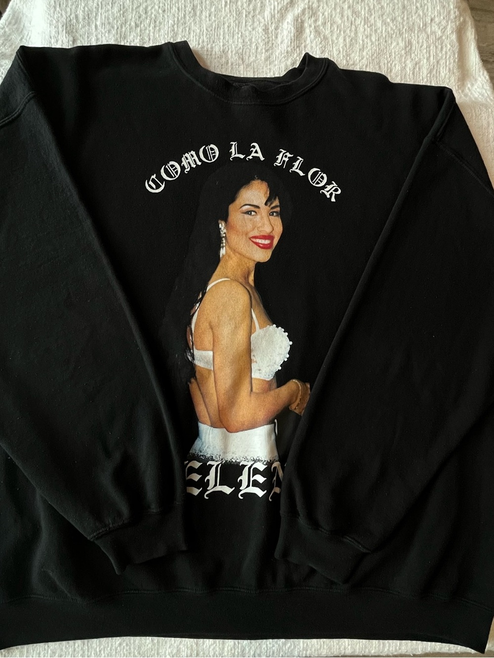 3XL Selena Quintanilla Como La Flor Sweatshirt Black Crewneck Tejano